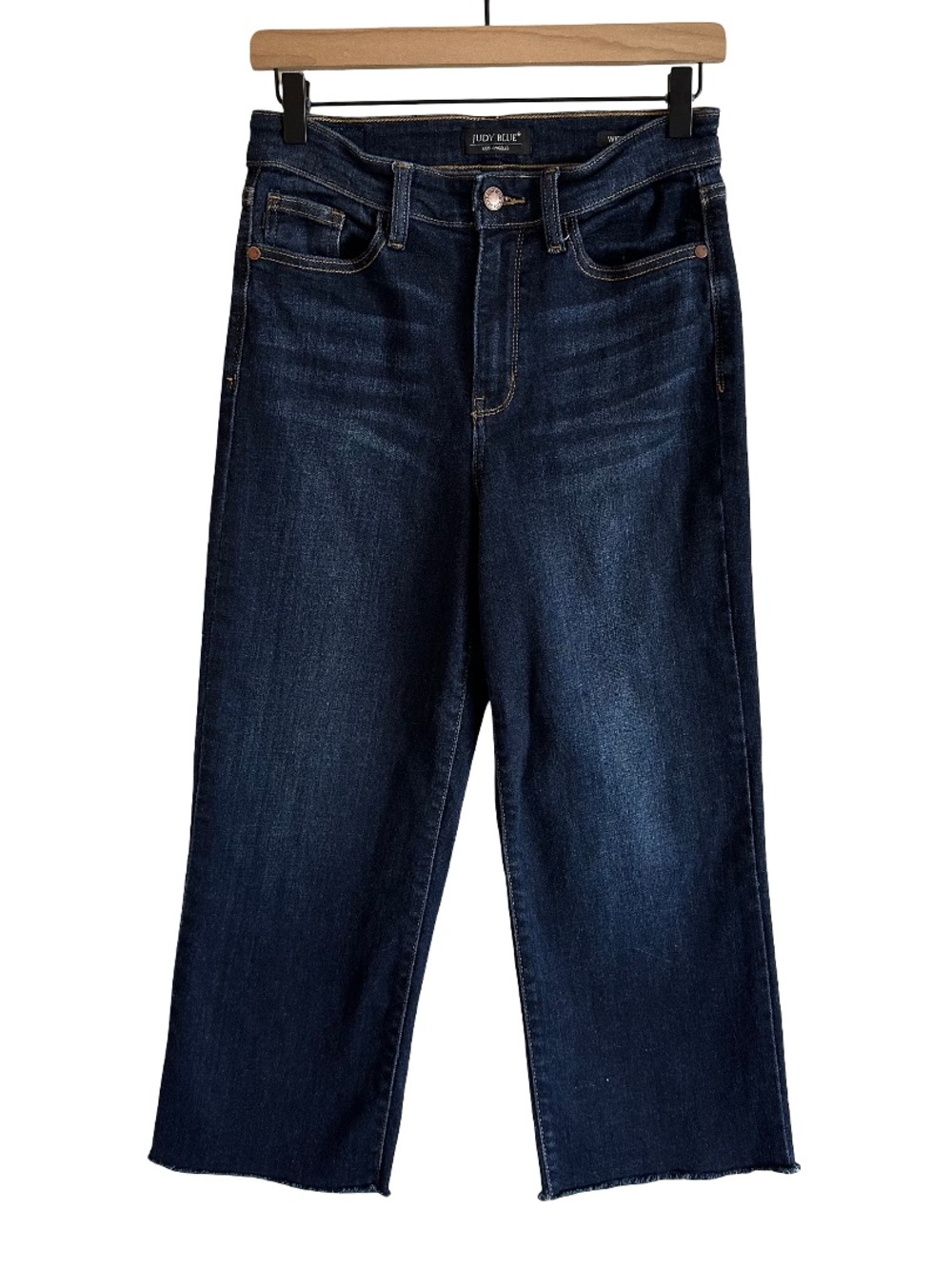 Judy Blue High Waist Wide Leg Crop Denim Jeans Dark Wash JB82517 3 26